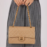 Chanel 1994 Taupe Lambskin Medium Double Flap 24K GP - FashioNica