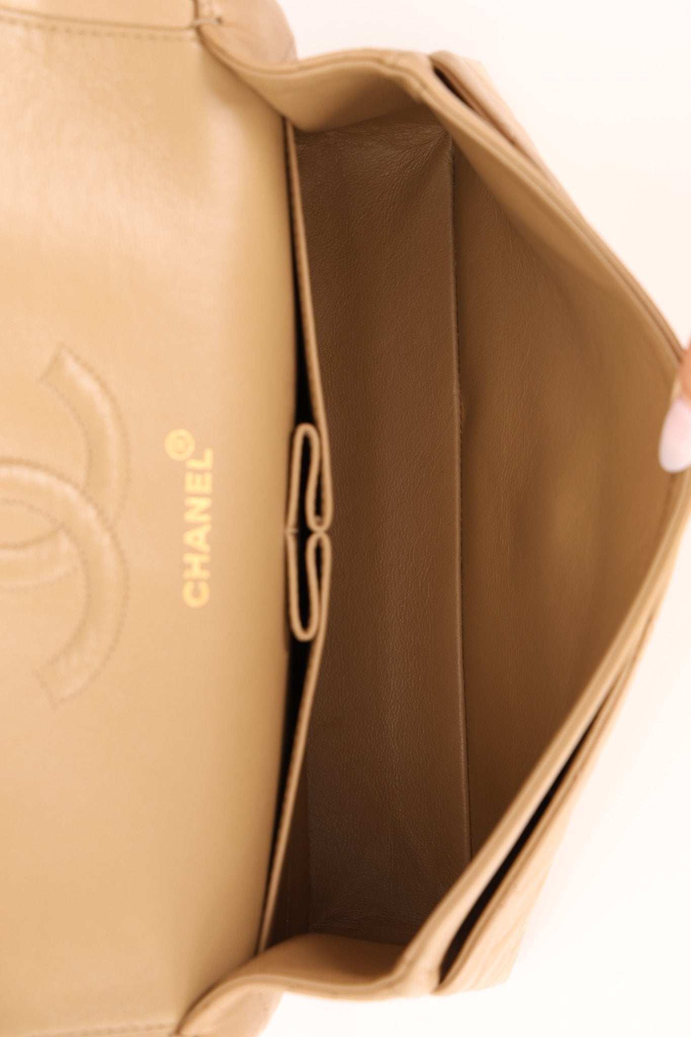 Chanel 1994 Taupe Lambskin Medium Double Flap 24K GP - FashioNica