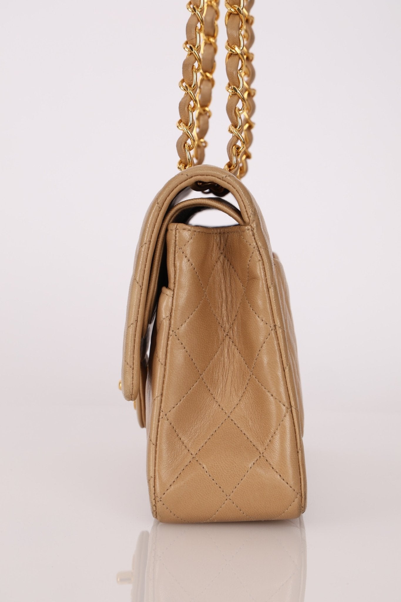 Chanel 1994 Taupe Lambskin Medium Double Flap 24K GP - FashioNica