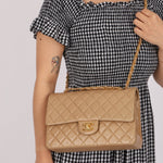 Chanel 1994 Taupe Lambskin Medium Double Flap 24K GP - FashioNica