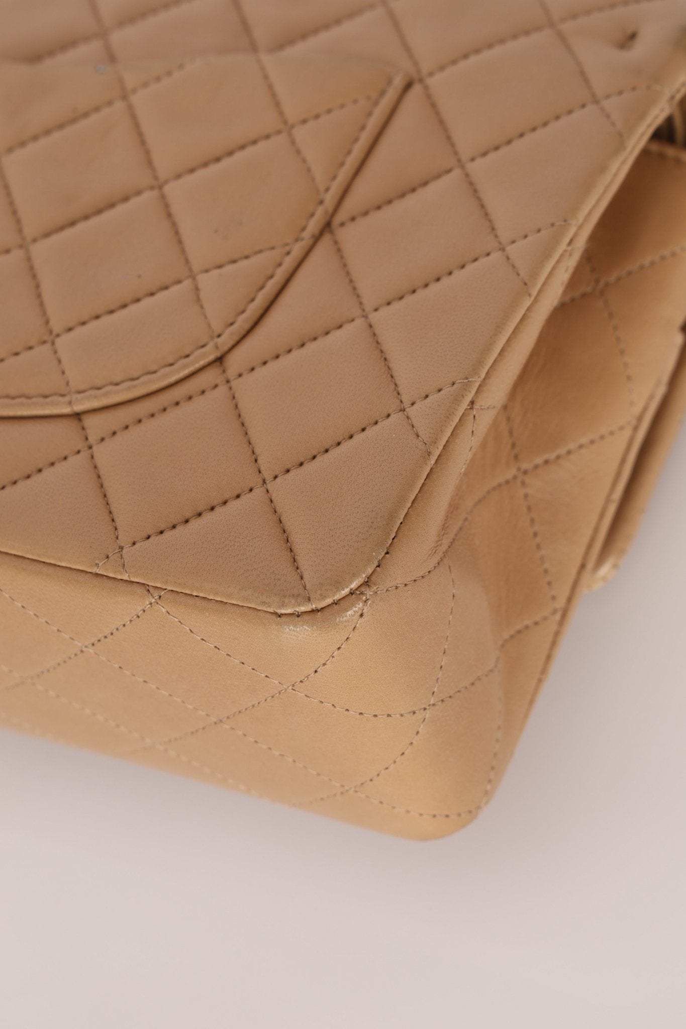 Chanel 1994 Taupe Lambskin Medium Double Flap 24K GP - FashioNica