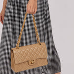 Chanel 1994 Taupe Lambskin Medium Double Flap 24K GP - FashioNica