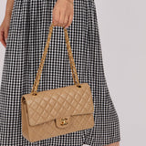 Chanel 1994 Taupe Lambskin Medium Double Flap 24K GP - FashioNica