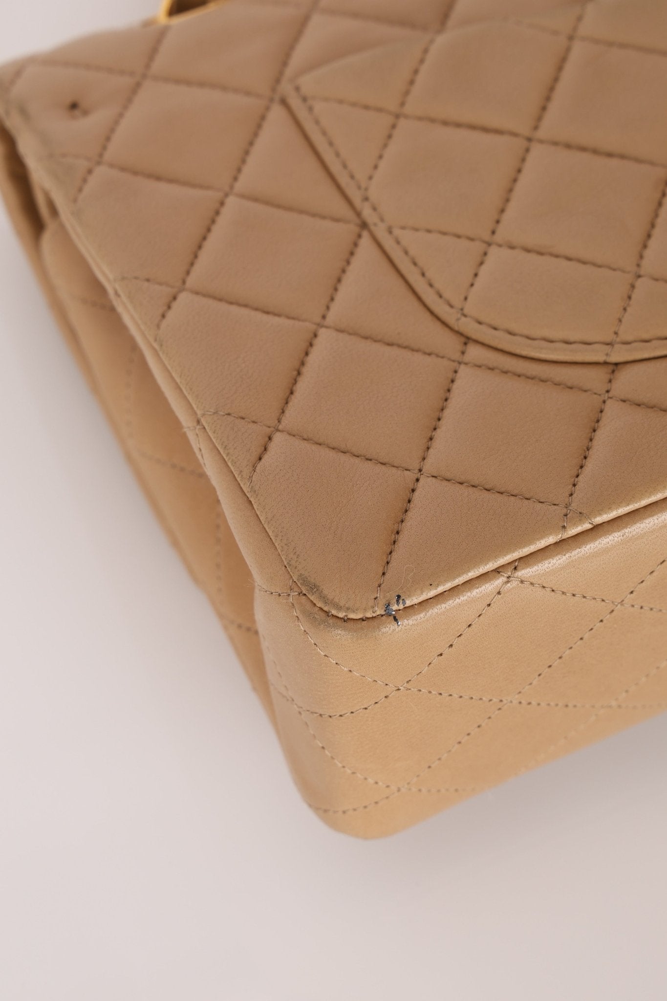 Chanel 1994 Taupe Lambskin Medium Double Flap 24K GP - FashioNica