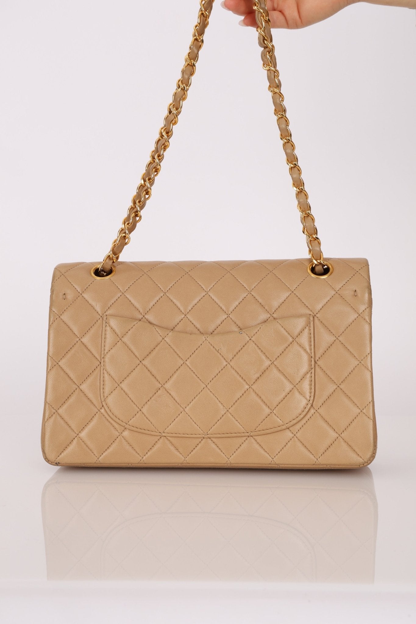 Chanel 1994 Taupe Lambskin Medium Double Flap 24K GP - FashioNica