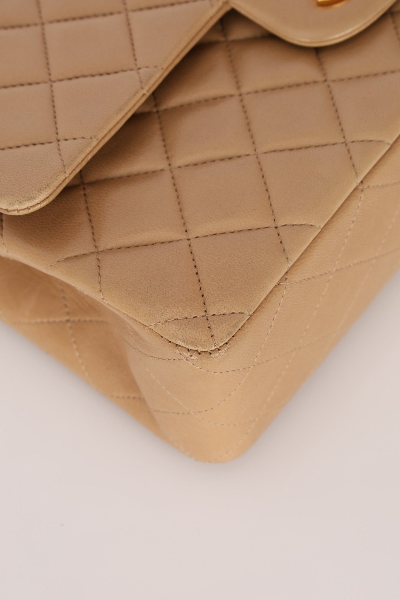 Chanel 1994 Taupe Lambskin Medium Double Flap 24K GP - FashioNica