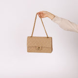 Chanel 1994 Taupe Lambskin Medium Double Flap 24K GP - FashioNica