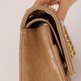 Chanel 1994 Taupe Lambskin Medium Double Flap 24K GP - FashioNica