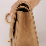 Chanel 1994 Taupe Lambskin Medium Double Flap 24K GP - FashioNica