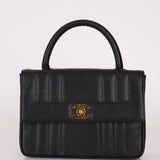 Chanel 1995 Caviar Mademoiselle Small Kelly Top Handle 24k GP - FashioNica
