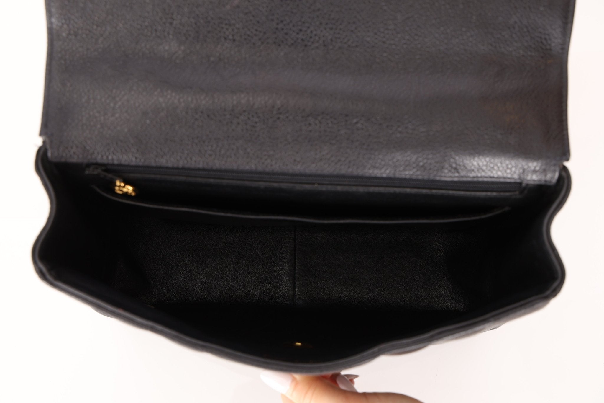 Chanel 1995 Caviar Mademoiselle Small Kelly Top Handle 24k GP - FashioNica