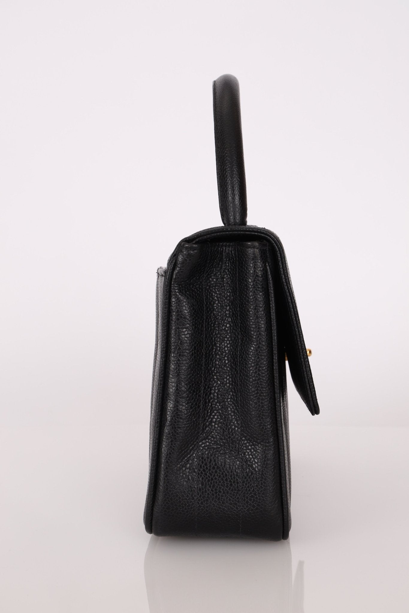 Chanel 1995 Caviar Mademoiselle Small Kelly Top Handle 24k GP - FashioNica