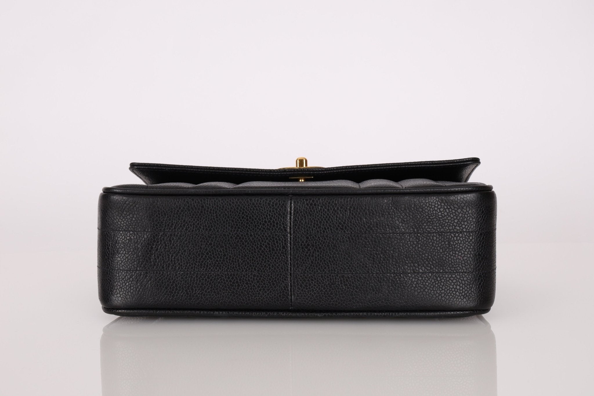 Chanel 1995 Caviar Mademoiselle Small Kelly Top Handle 24k GP - FashioNica