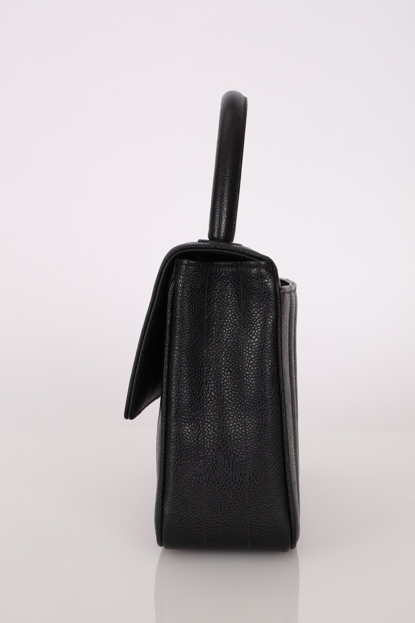 Chanel 1995 Caviar Mademoiselle Small Kelly Top Handle 24k GP - FashioNica