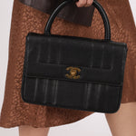 Chanel 1995 Caviar Mademoiselle Small Kelly Top Handle 24k GP - FashioNica