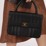 Chanel 1995 Caviar Mademoiselle Small Kelly Top Handle 24k GP - FashioNica