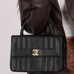 Chanel 1995 Caviar Mademoiselle Small Kelly Top Handle 24k GP - FashioNica