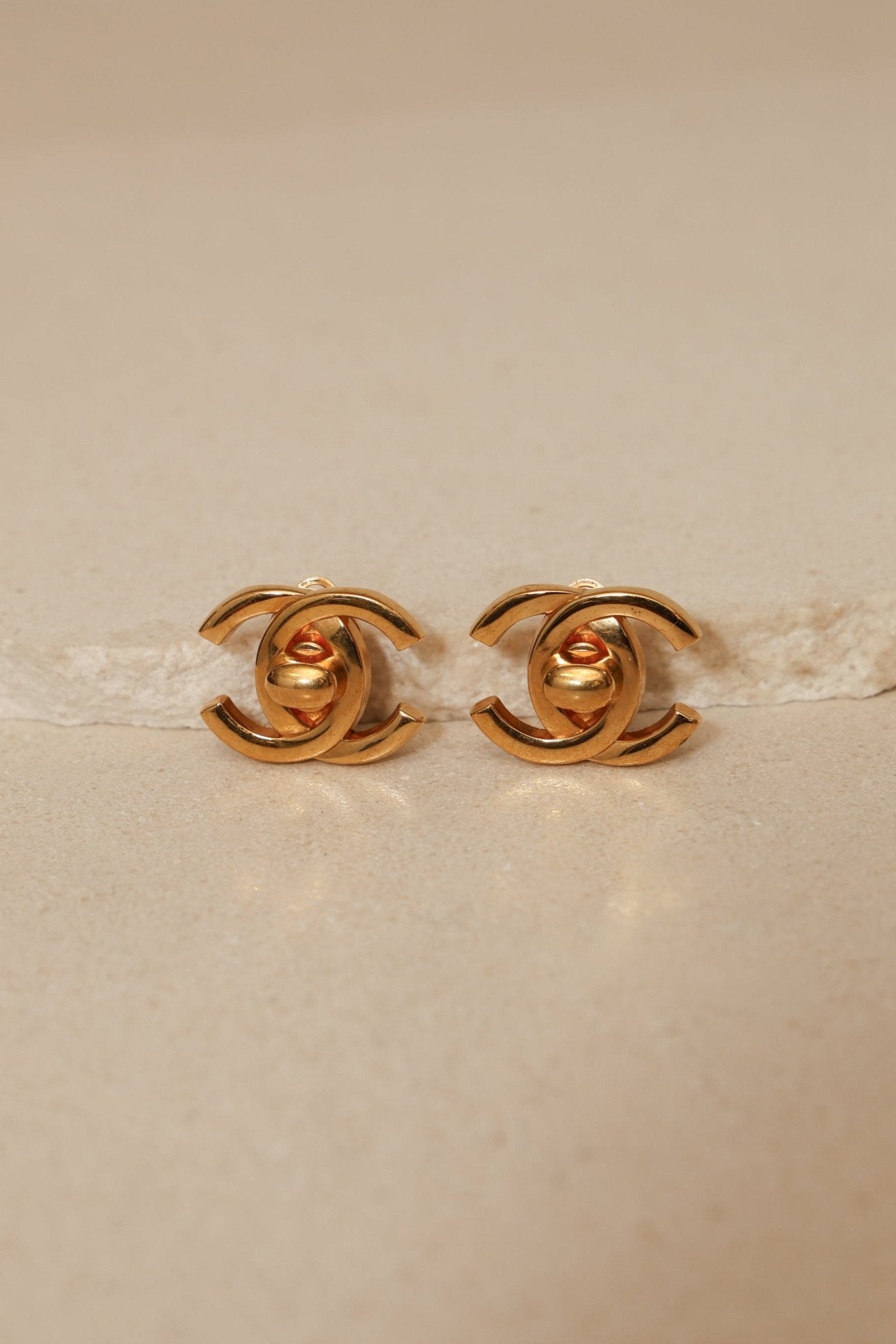 Chanel 1995 CC Turnlock Clip - On Earrings 24K GP - FashioNica