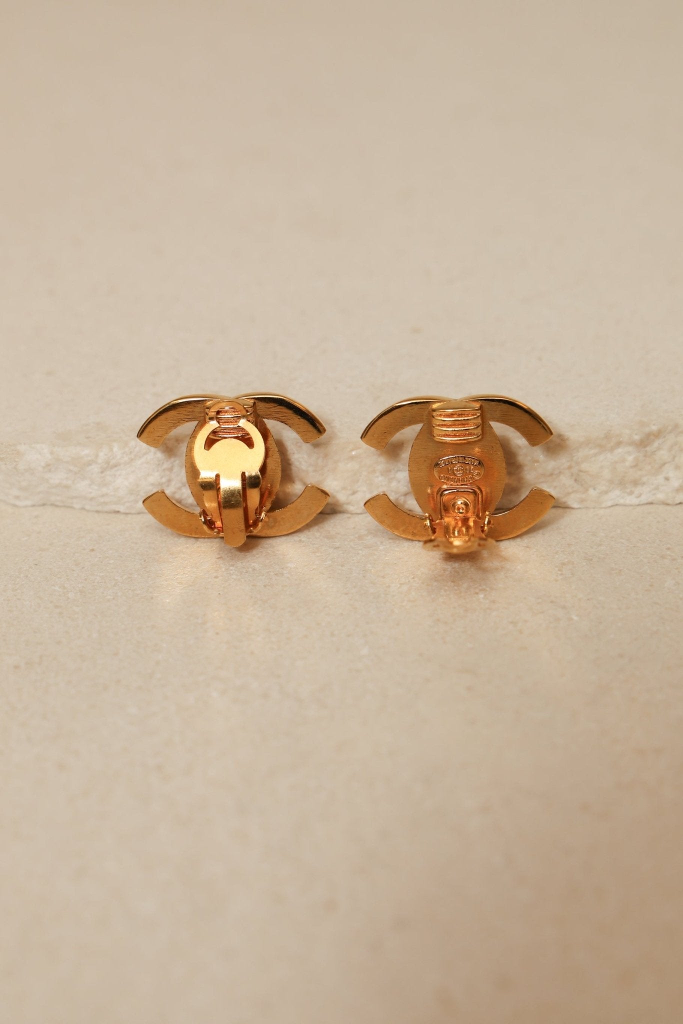 Chanel 1995 CC Turnlock Clip - On Earrings 24K GP - FashioNica
