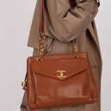 Chanel 1995 Chestnut Caviar Turnlock Pocket Tote 24K GP - FashioNica
