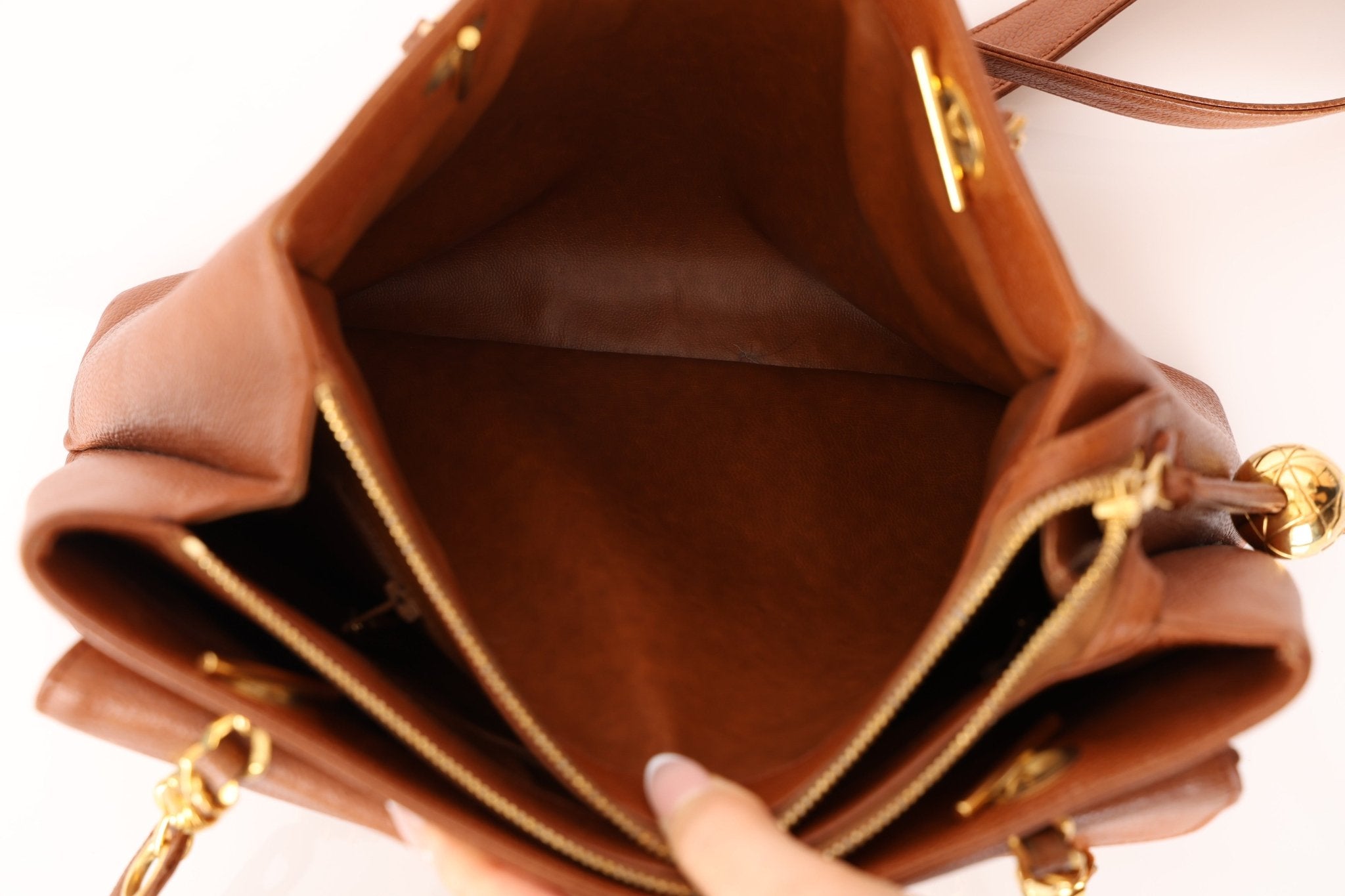 Chanel 1995 Chestnut Caviar Turnlock Pocket Tote 24K GP - FashioNica