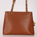 Chanel 1995 Chestnut Caviar Turnlock Pocket Tote 24K GP - FashioNica