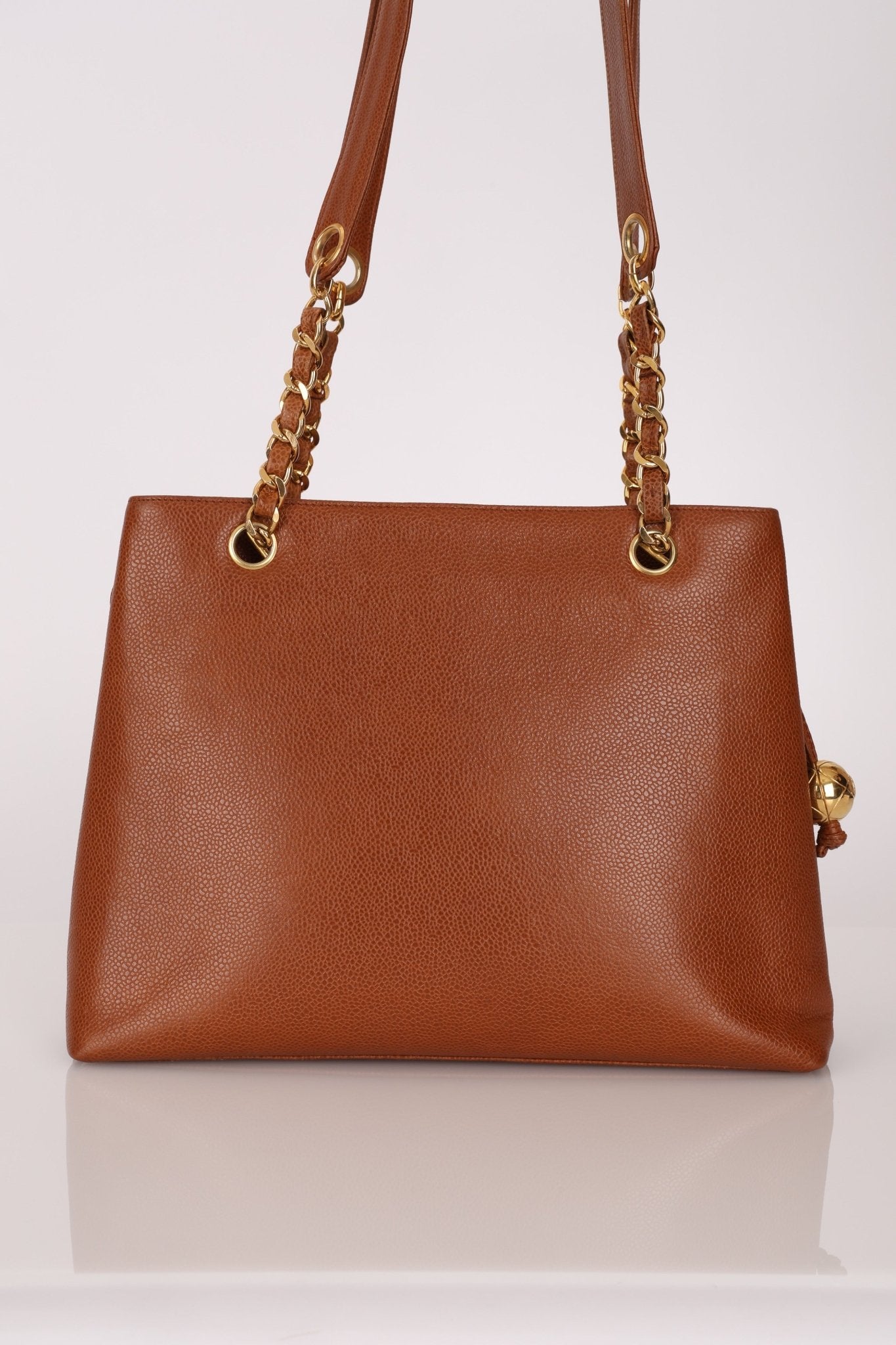 Chanel 1995 Chestnut Caviar Turnlock Pocket Tote 24K GP - FashioNica