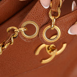 Chanel 1995 Chestnut Caviar Turnlock Pocket Tote 24K GP - FashioNica