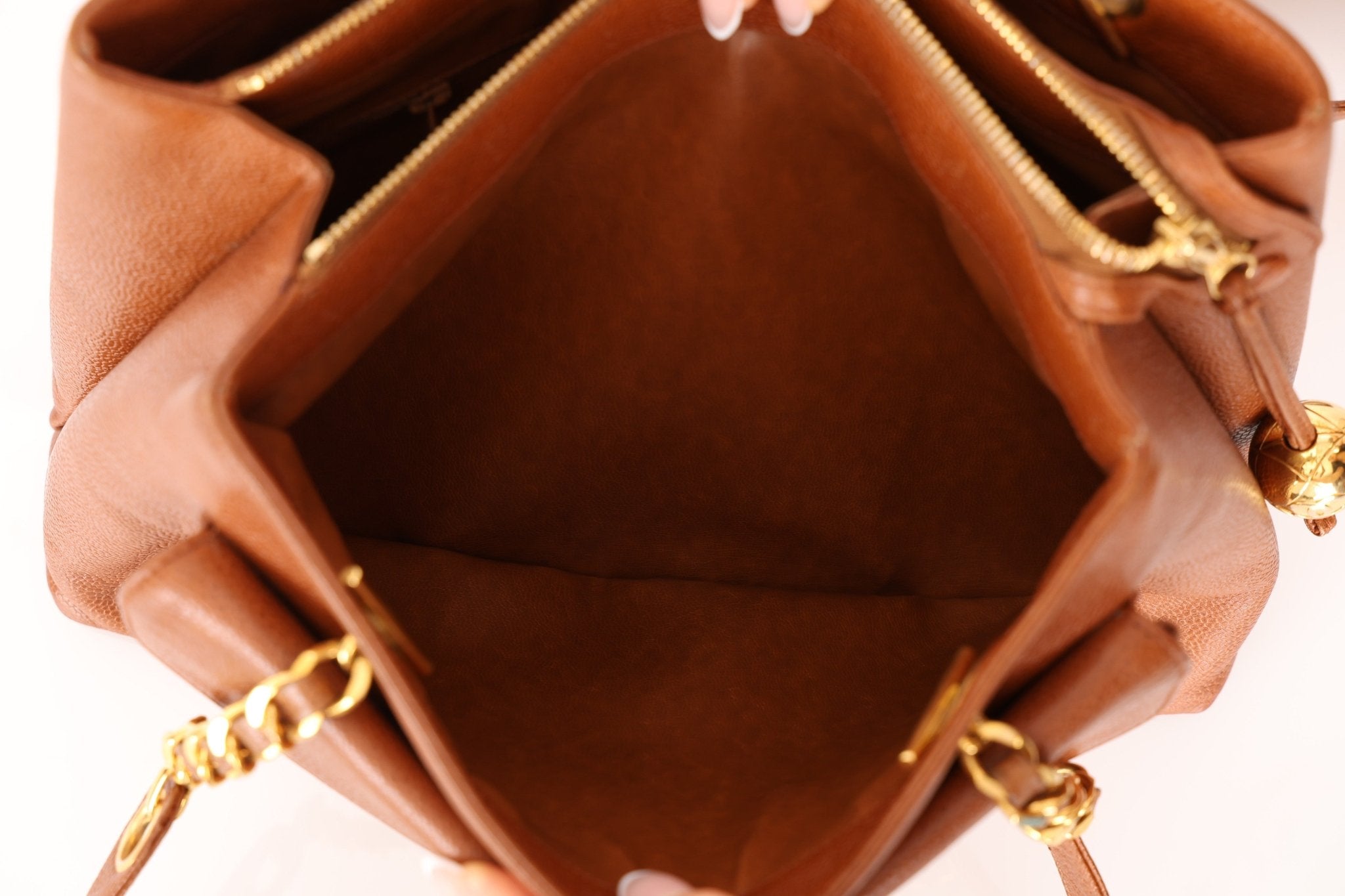 Chanel 1995 Chestnut Caviar Turnlock Pocket Tote 24K GP - FashioNica