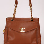 Chanel 1995 Chestnut Caviar Turnlock Pocket Tote 24K GP - FashioNica