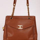 Chanel 1995 Chestnut Caviar Turnlock Pocket Tote 24K GP - FashioNica