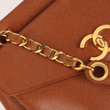 Chanel 1995 Chestnut Caviar Turnlock Pocket Tote 24K GP - FashioNica
