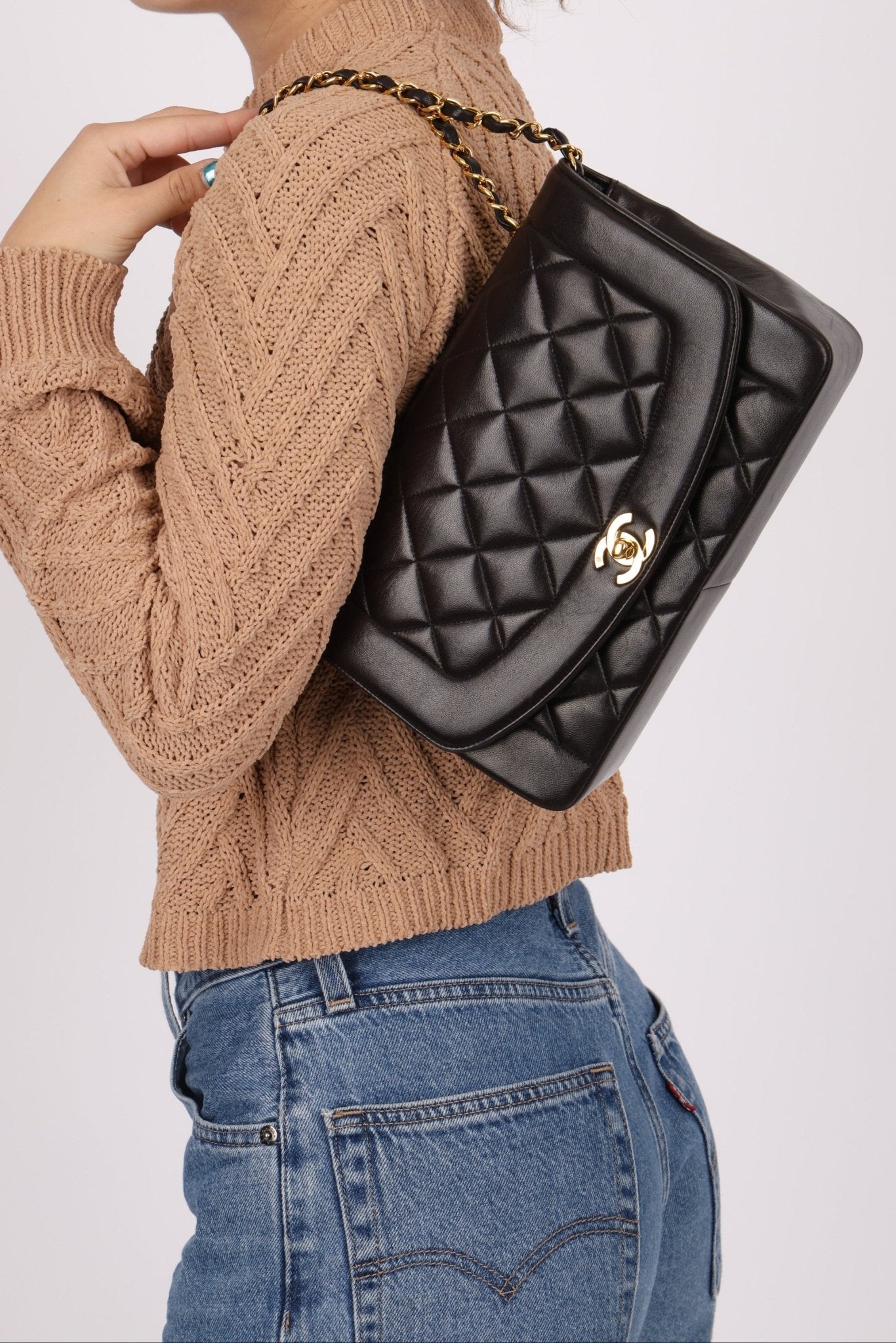 Chanel 1995 Lambskin Medium Diana Flap 24K GP - FashioNica