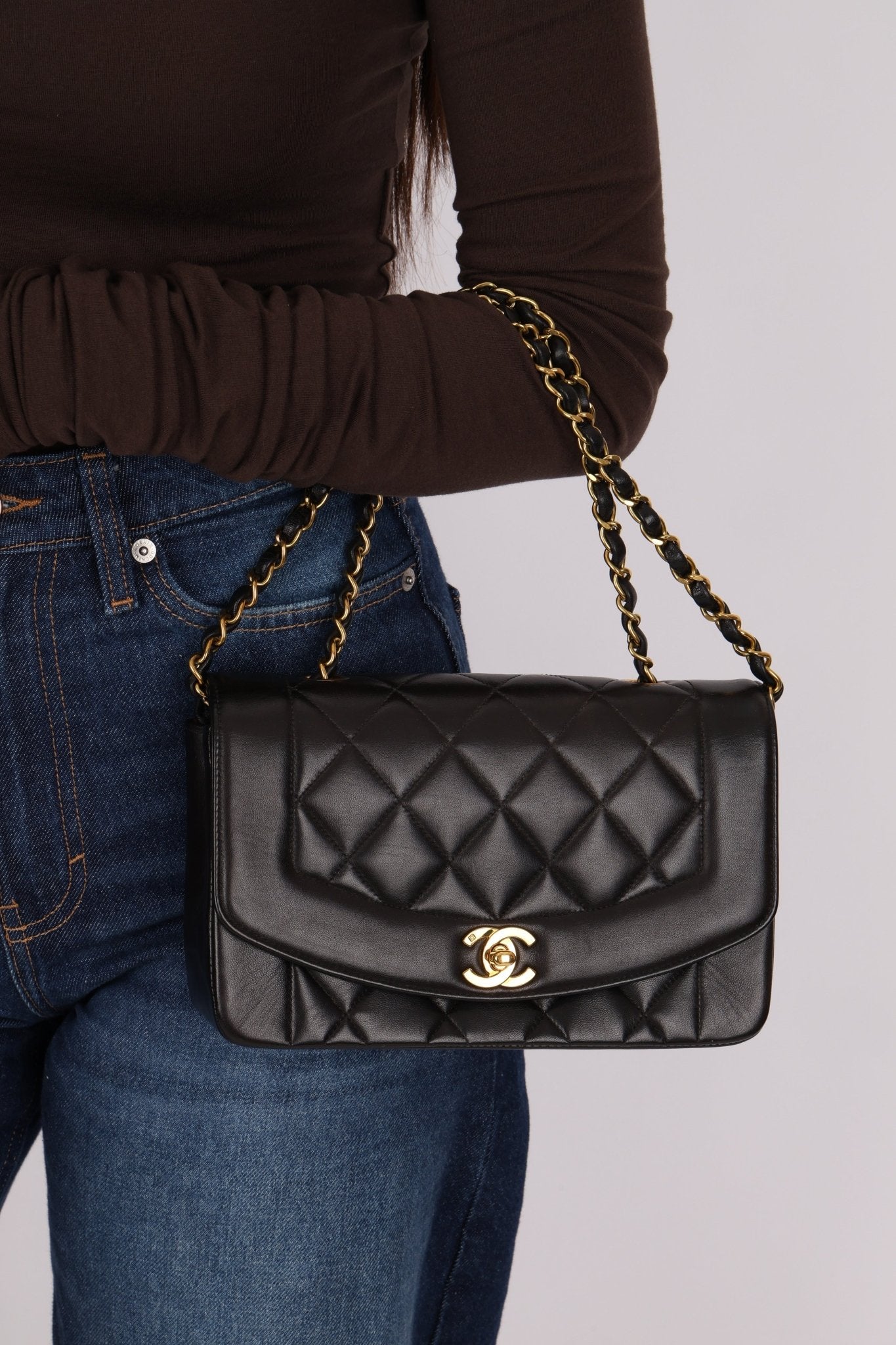 Chanel 1995 Lambskin Small Diana Flap 24K GP - FashioNica