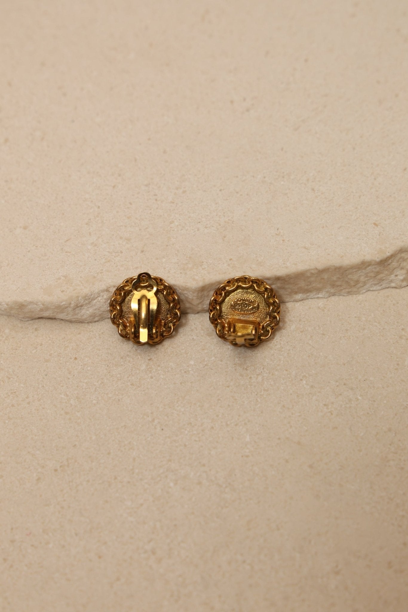 Chanel 1995 Mini Chain Around Logo Clip - On Earrings 24K GP - FashioNica
