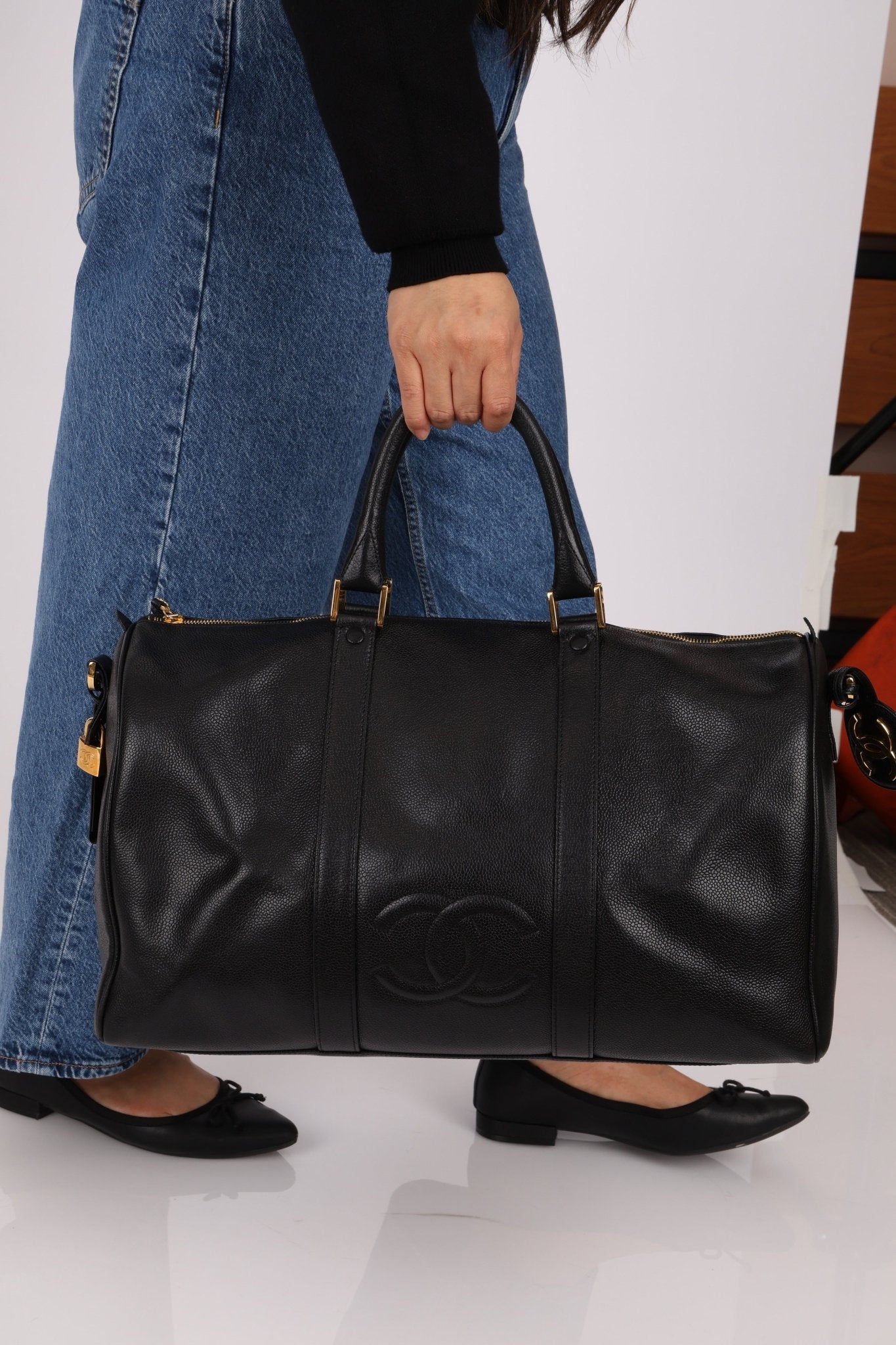 Chanel 1996 Black Caviar Boston Weekender Duffel Bag - FashioNica