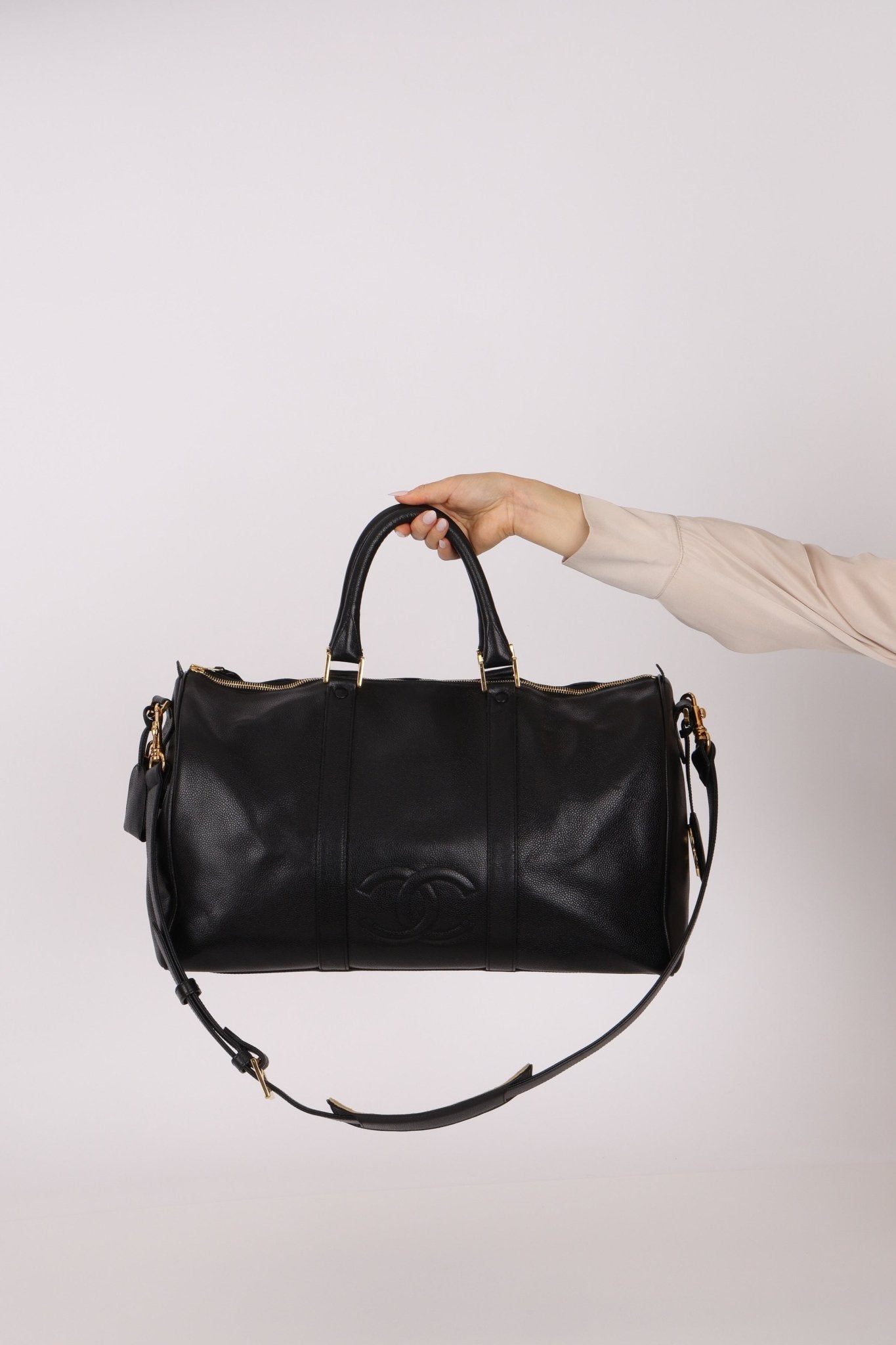 Chanel 1996 Black Caviar Boston Weekender Duffel Bag - FashioNica