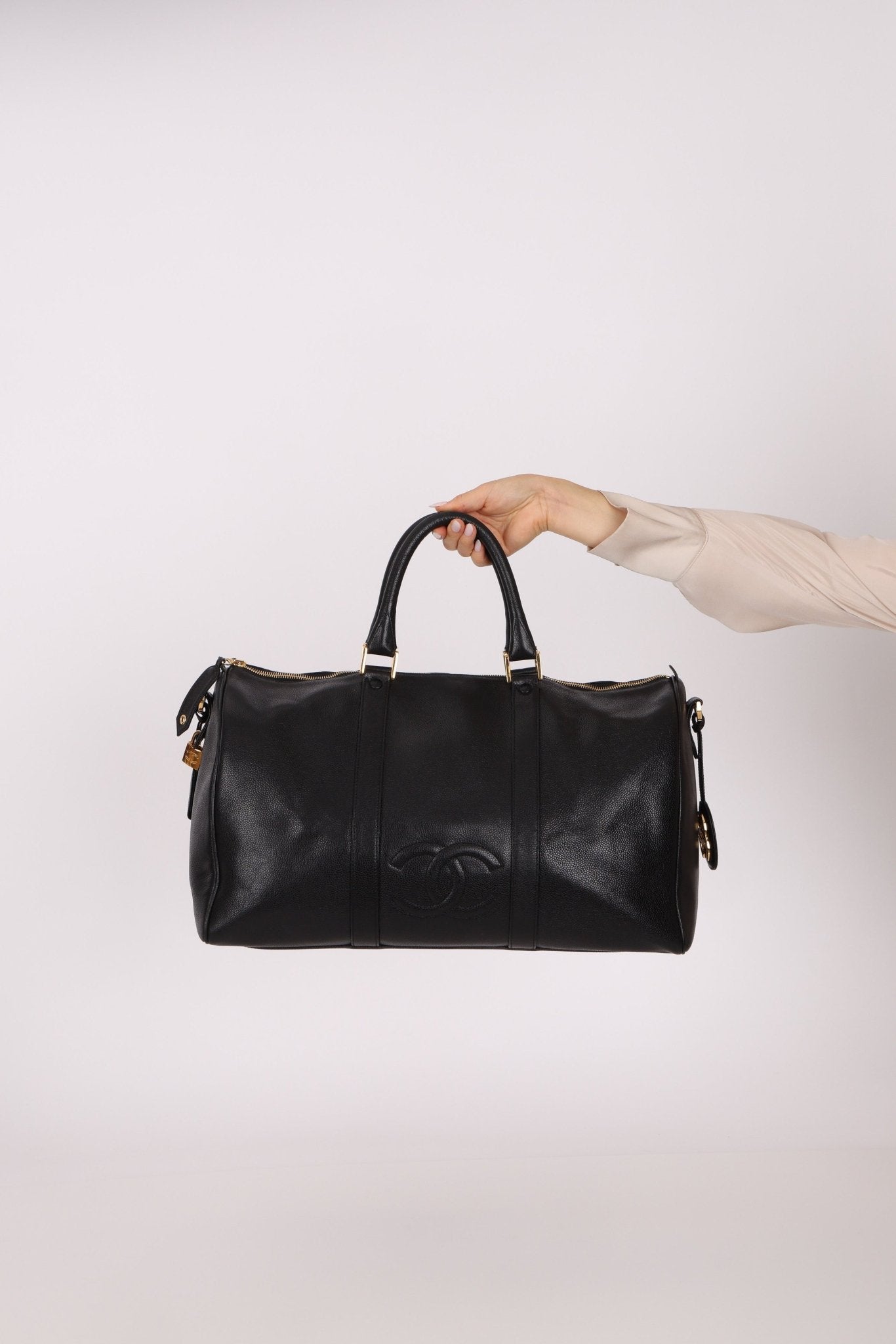 Chanel 1996 Black Caviar Boston Weekender Duffel Bag - FashioNica