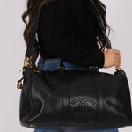 Chanel 1996 Black Caviar Boston Weekender Duffel Bag - FashioNica