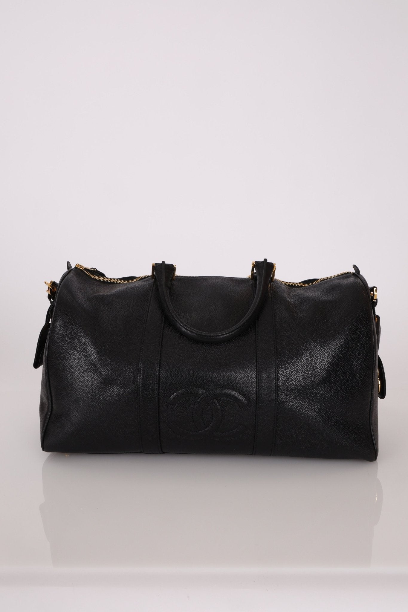 Chanel 1996 Black Caviar Boston Weekender Duffel Bag - FashioNica
