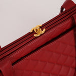 Chanel 1996 Bordeaux Caviar Turnlock Kisslock Tote - FashioNica
