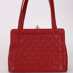 Chanel 1996 Bordeaux Caviar Turnlock Kisslock Tote - FashioNica