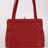 Chanel 1996 Bordeaux Caviar Turnlock Kisslock Tote - FashioNica