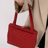 Chanel 1996 Bordeaux Caviar Turnlock Kisslock Tote - FashioNica