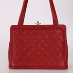 Chanel 1996 Bordeaux Caviar Turnlock Kisslock Tote - FashioNica