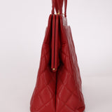 Chanel 1996 Bordeaux Caviar Turnlock Kisslock Tote - FashioNica