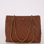 Chanel 1996 Brown Caviar Turnlock Tote - FashioNica