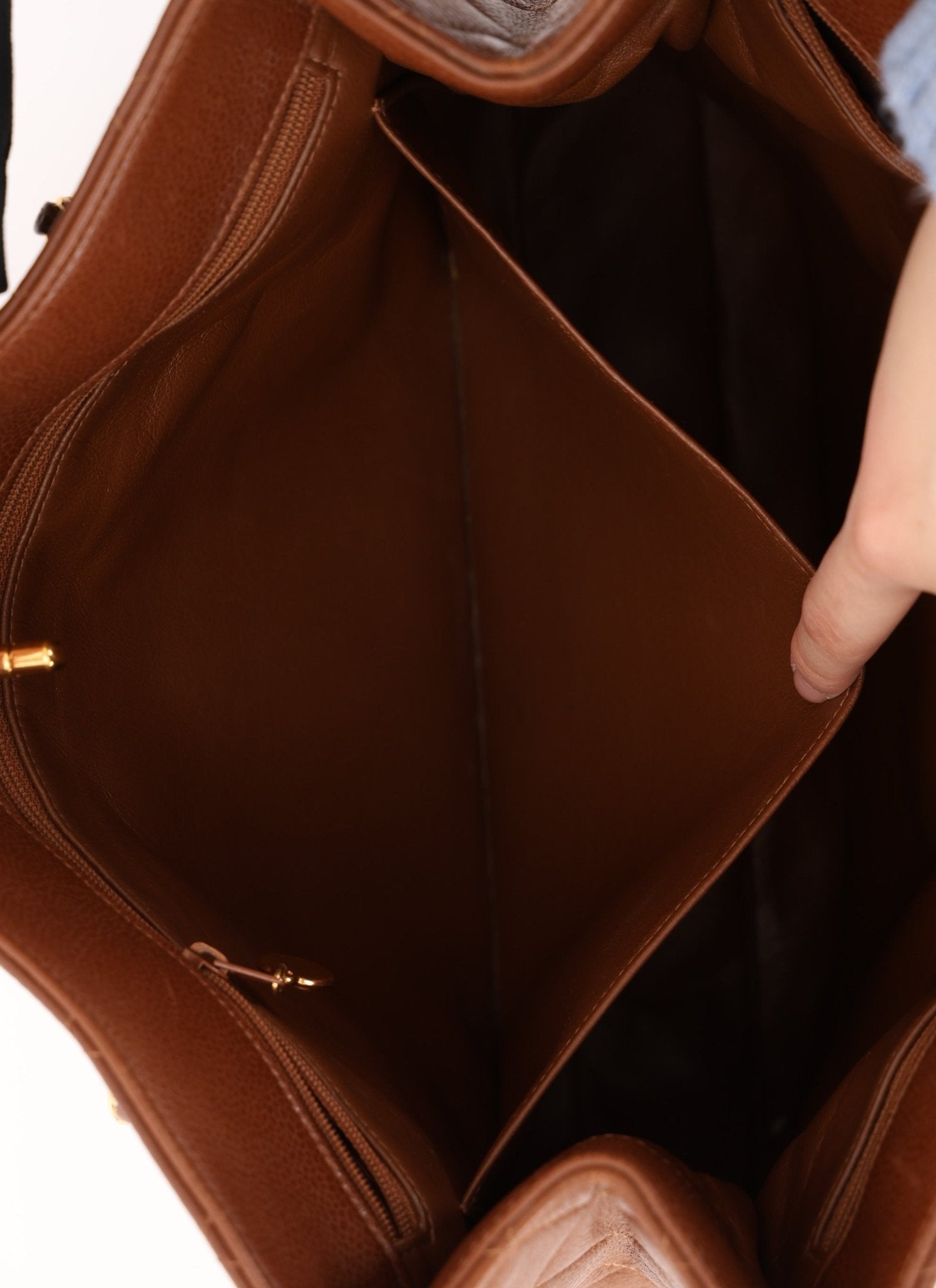 Chanel 1996 Brown Caviar Turnlock Tote - FashioNica