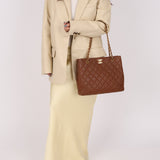 Chanel 1996 Brown Caviar Turnlock Tote - FashioNica