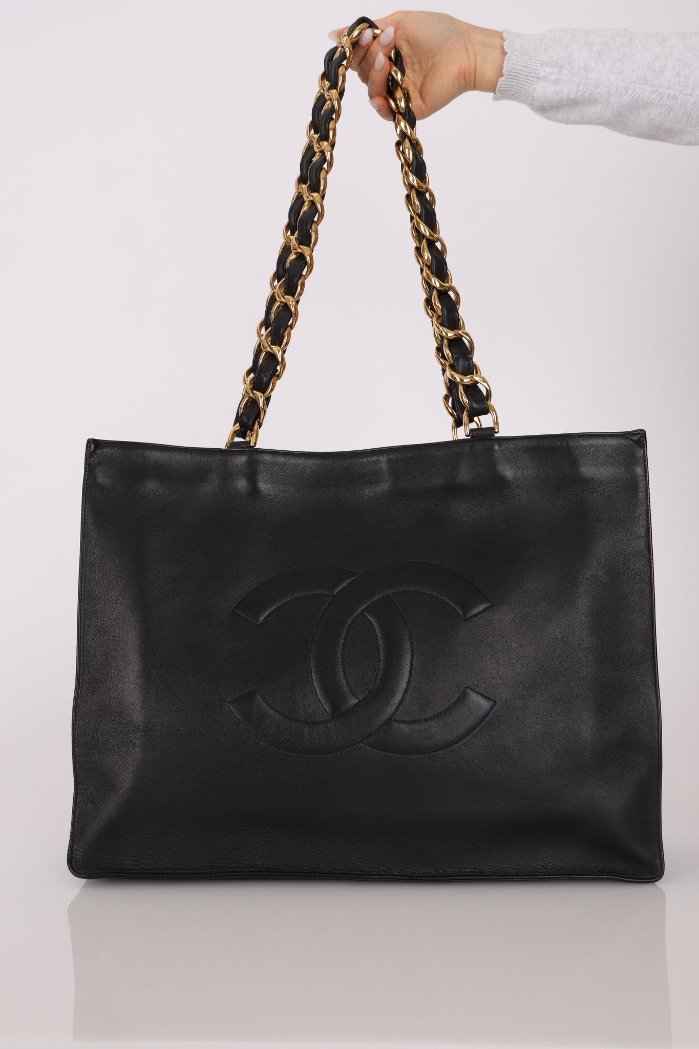 Chanel 1996 Calfskin Timeless Chunky Chain XL Tote 24K GP - FashioNica